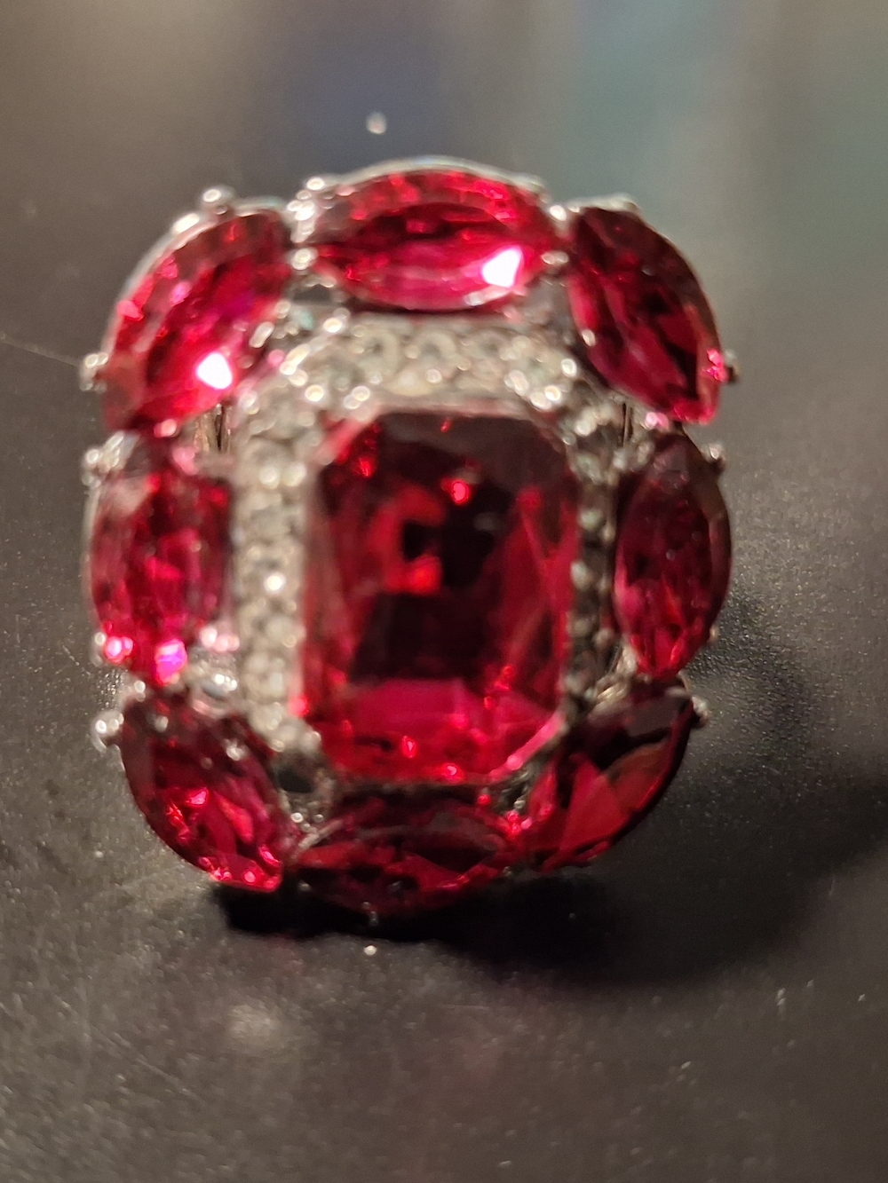 Red Crystal Cocktail Ring - Women's Fashion Jewelry